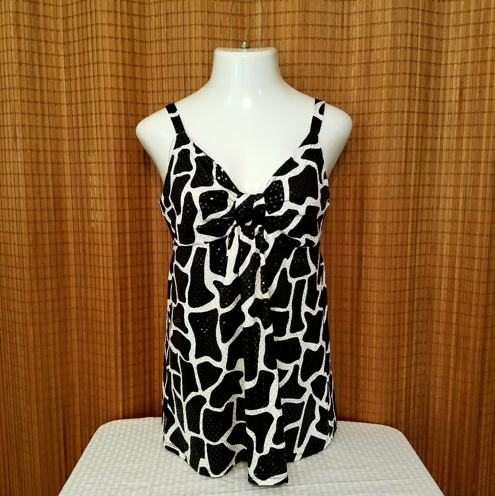 INC Black & White L Sequined Animal Print